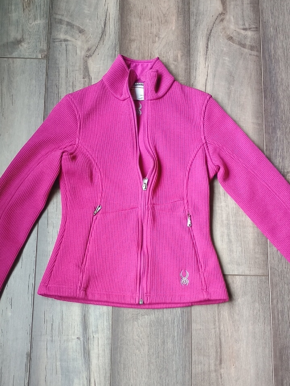 Spyder Women's Bright Pink Full-Zip Ribbed Jacket